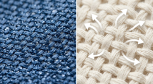 Comparison of synthetic vs cotton fabric fibers showing moisture retention for nail health education.